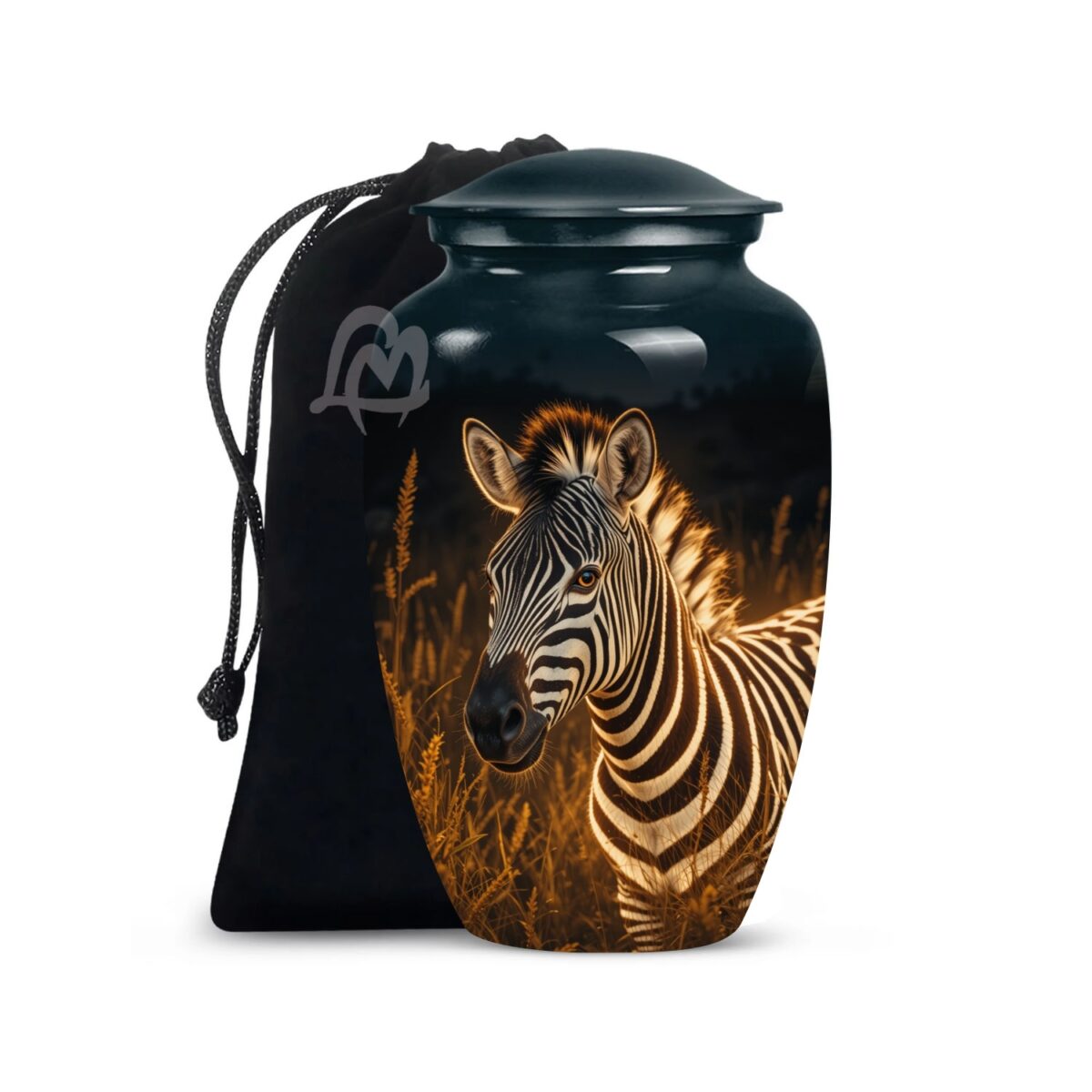 Zebra Cremation Urn with Velvet Bag, Urns for Human Ashes Adult,