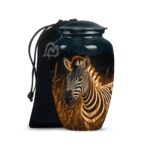 Zebra Cremation Urn with Velvet Bag, Urns for Human Ashes Adult,