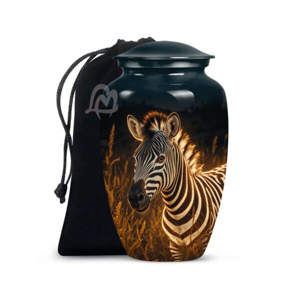 Zebra Cremation Urn with Velvet Bag, Urns for Human Ashes Adult,
