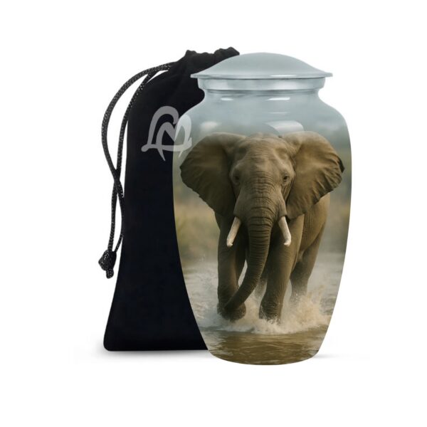Lucky Memorial Elephant Urn for Human Ashes - Adult Funeral Urn Handcrafted - Affordable Urn for Ashes Lovely Cremation Urn