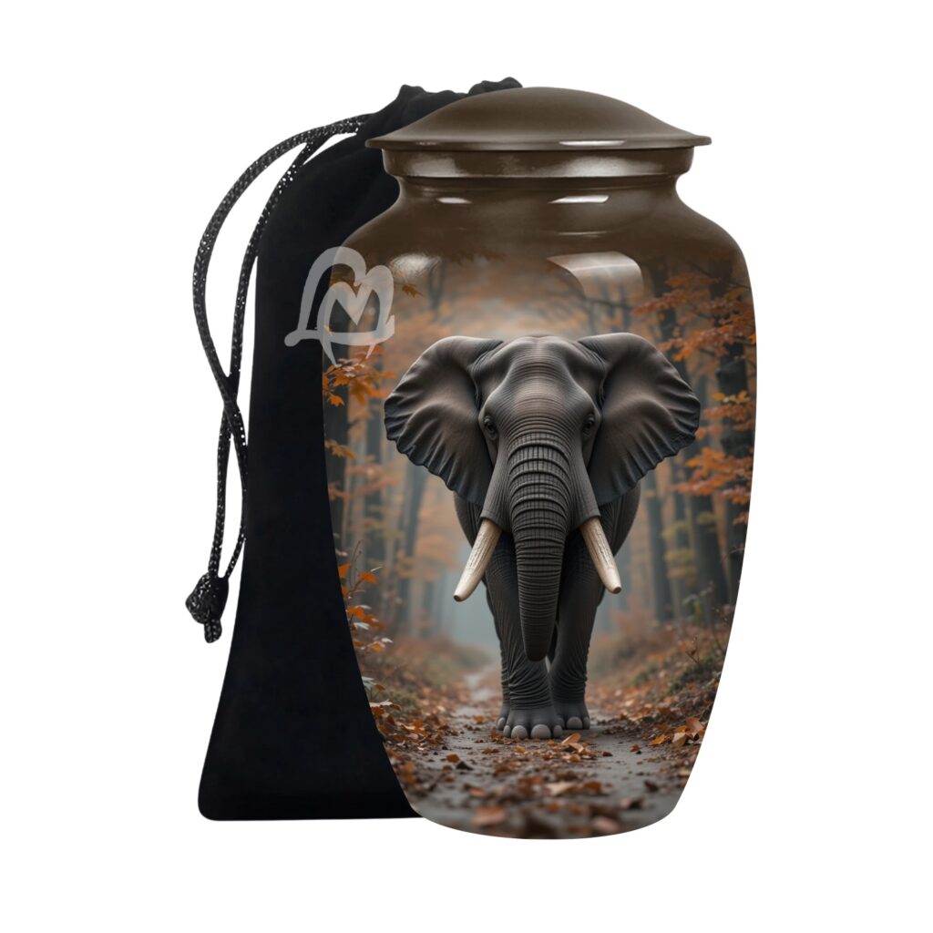 Lucky Memorial Elephant Urn for Human Ashes - Adult Funeral Urn Handcrafted - Affordable Urn for Ashes Lovely Cremation Urn