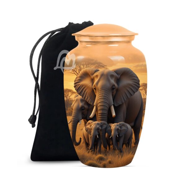 Lucky Memorial Elephant Urn for Human Ashes - Adult Funeral Urn Handcrafted - Affordable Urn for Ashes Lovely Cremation Urn
