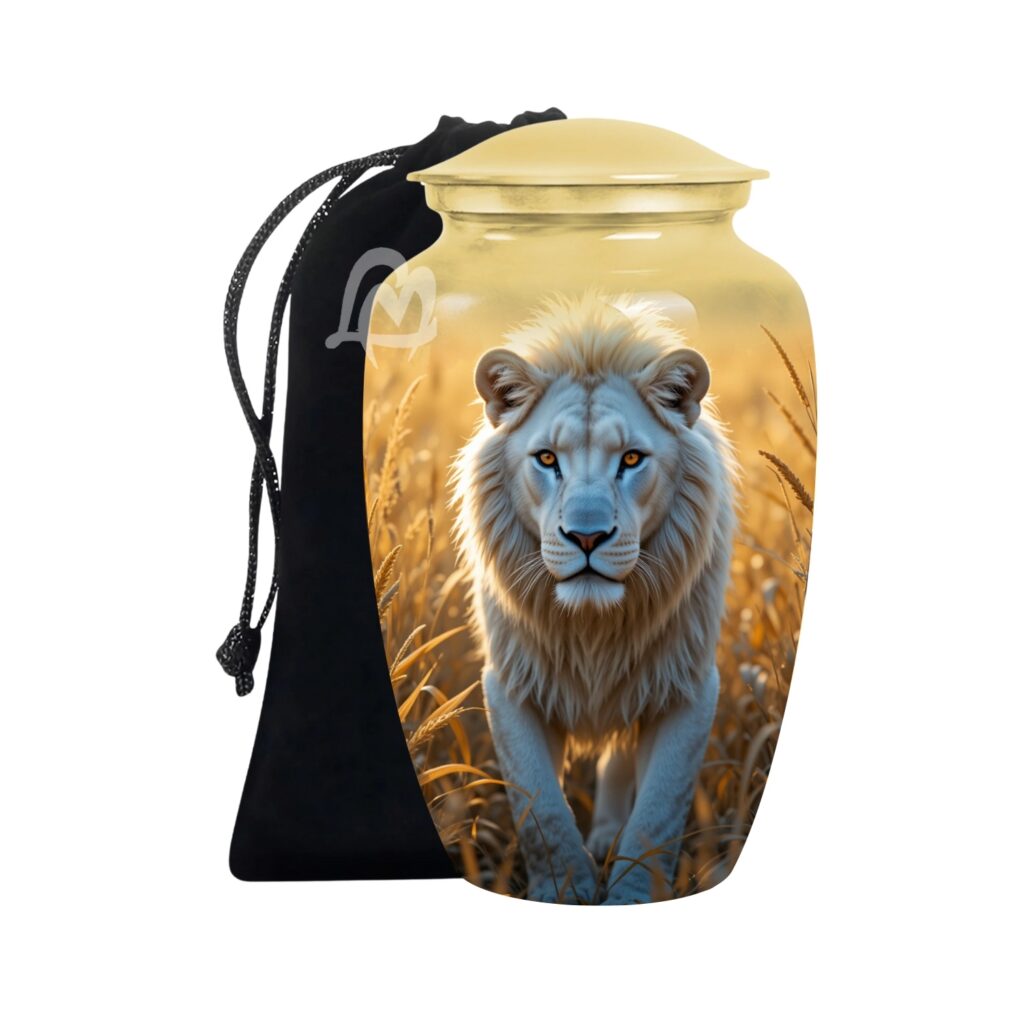 Forever Brave Lion Urns - Memorial Lion & Funeral Cremation Urns for Human Ashes
