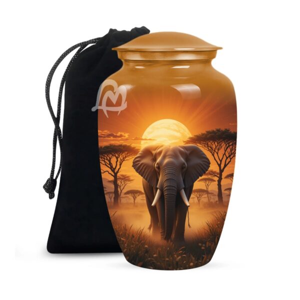 Lucky Memorial Elephant Urn for Human Ashes - Adult Funeral Urn Handcrafted - Affordable Urn for Ashes Lovely Cremation Urn