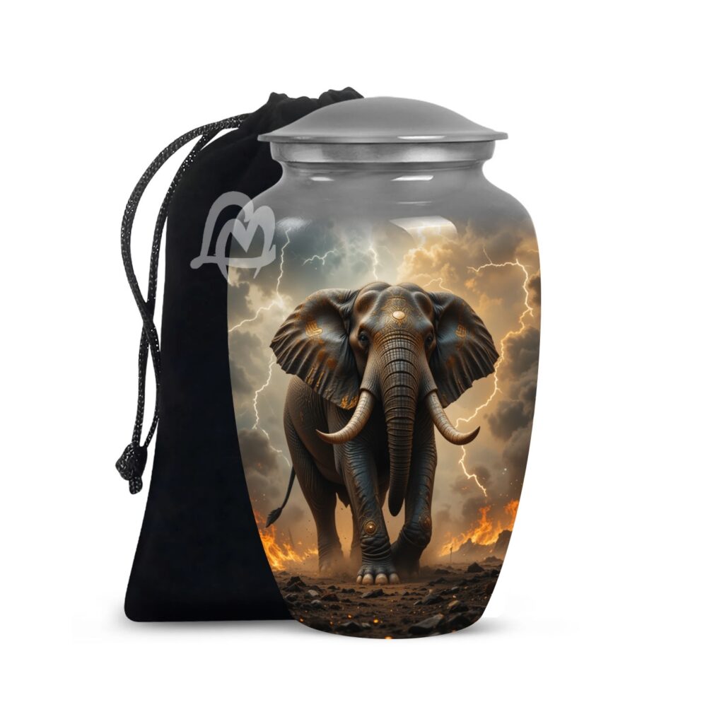 Lucky Memorial Elephant Urn for Human Ashes - Adult Funeral Urn Handcrafted - Affordable Urn for Ashes Lovely Cremation Urn