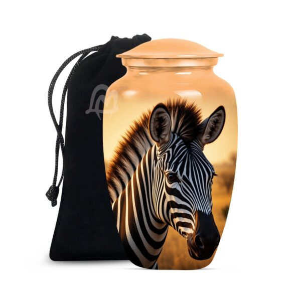 Eternal remembrance - Zebra Cremation Urn with Velvet Bag, Urns for Human Ashes Adult,