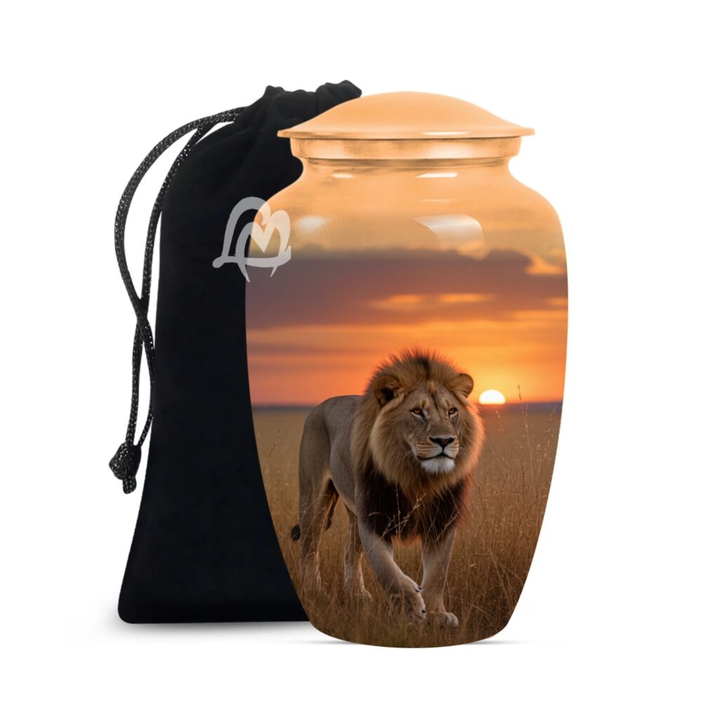 Hand Crafted Decorative Urns Female & Male, Burial, Lioness Design.