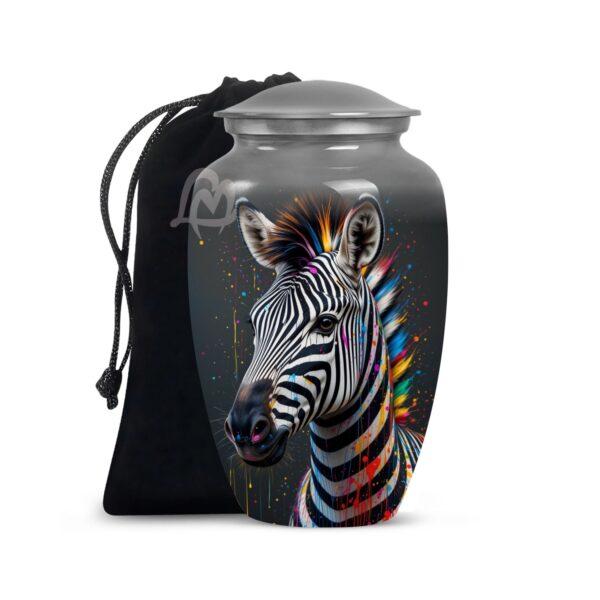 Peace in Every Grain - Zebra Cremation Urn with Velvet Bag,