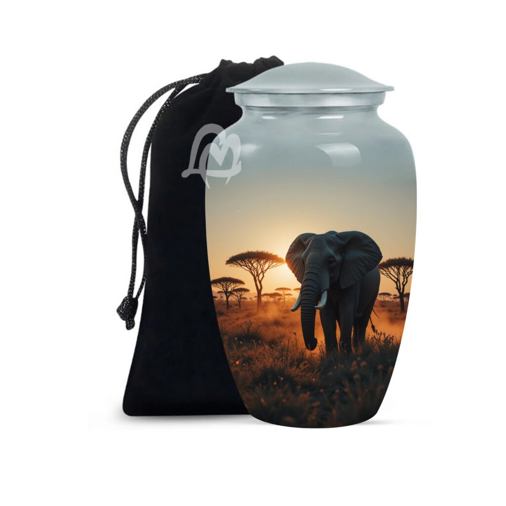 Lucky Memorial Elephant Urn for Human Ashes - Adult Funeral Urn Handcrafted - Affordable Urn for Ashes Lovely Cremation Urn