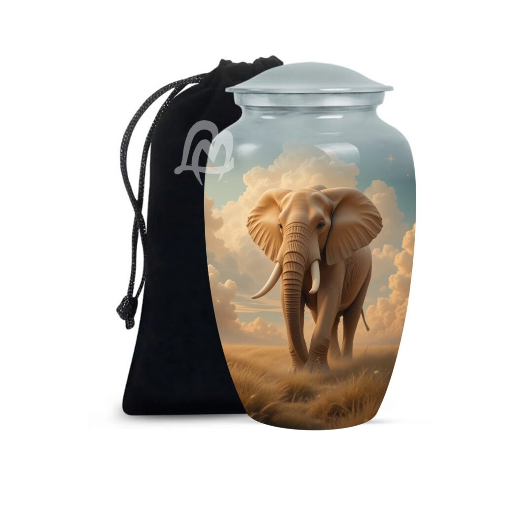 Lucky Memorial Elephant Urn for Human Ashes - Adult Funeral Urn Handcrafted - Affordable Urn for Ashes Lovely Cremation Urn