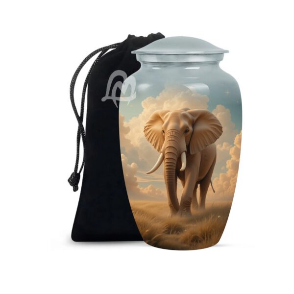 Lucky Memorial Elephant Urn for Human Ashes - Adult Funeral Urn Handcrafted - Affordable Urn for Ashes Lovely Cremation Urn