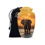 Lucky Memorial Elephant Urn for Human Ashes - Adult Funeral Urn Handcrafted - Affordable Urn for Ashes Lovely Cremation Urn