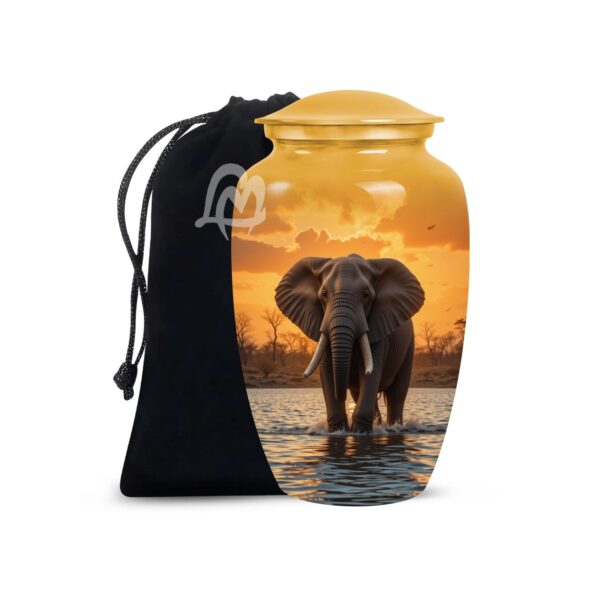 Lucky Memorial Elephant Urn for Human Ashes - Adult Funeral Urn Handcrafted - Affordable Urn for Ashes Lovely Cremation Urn