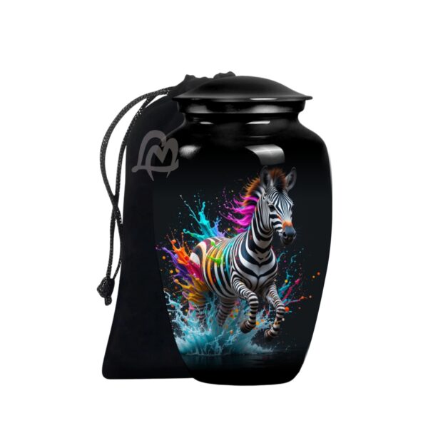 Zebra Cremation Urn with Velvet Bag, Urns for Human Ashes Adult,