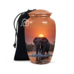 Lucky Memorial Elephant Urn for Human Ashes - Adult Funeral Urn Handcrafted - Affordable Urn for Ashes Lovely Cremation Urn