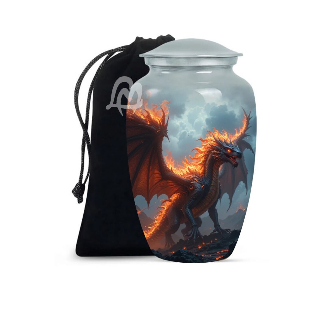 Mythical Dragon Awakening - Cremation Urn for Adult Men & Women - Funeral Decorative Urns