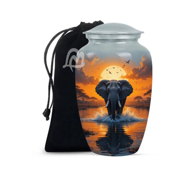 Lucky Memorial Elephant Urn for Human Ashes - Adult Funeral Urn Handcrafted - Affordable Urn for Ashes Lovely Cremation Urn