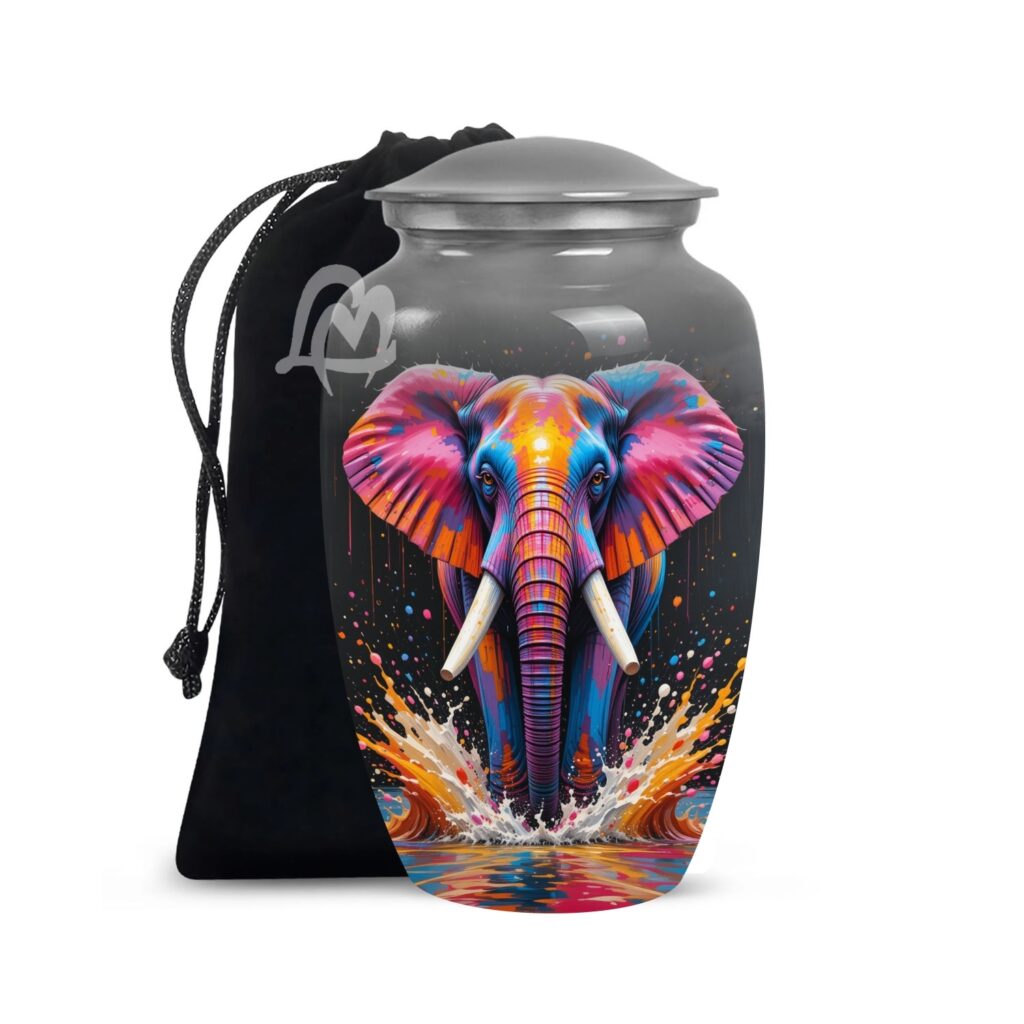 Lucky Memorial Elephant Urn for Human Ashes - Adult Funeral Urn Handcrafted - Affordable Urn for Ashes Lovely Cremation Urn