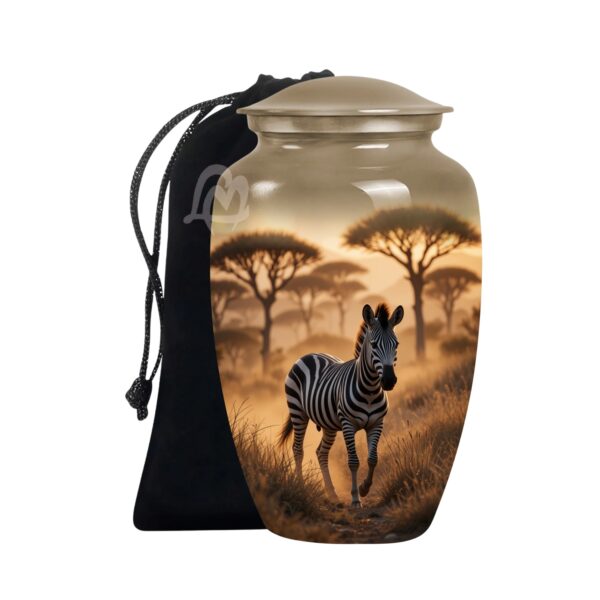 Forever close, forever loved - Zebra Cremation Urn with Velvet Bag, Urns for Human Ashes Adult,