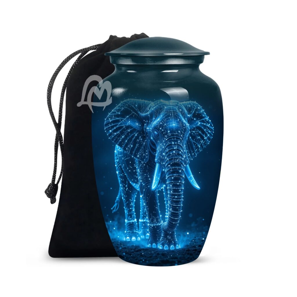 Lucky Memorial Elephant Urn for Human Ashes - Adult Funeral Urn Handcrafted - Affordable Urn for Ashes Lovely Cremation Urn