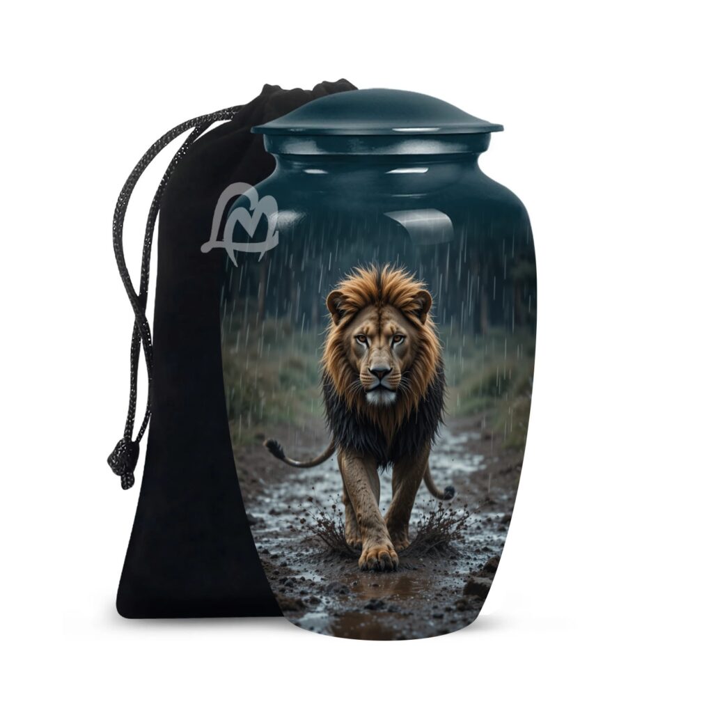 Hand Crafted Decorative Urns Female & Male, Burial, Lioness Design.