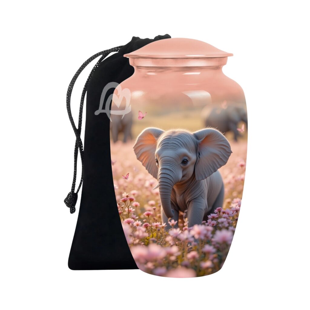 Lucky Memorial Elephant Urn for Human Ashes - Adult Funeral Urn Handcrafted - Affordable Urn for Ashes Lovely Cremation Urn