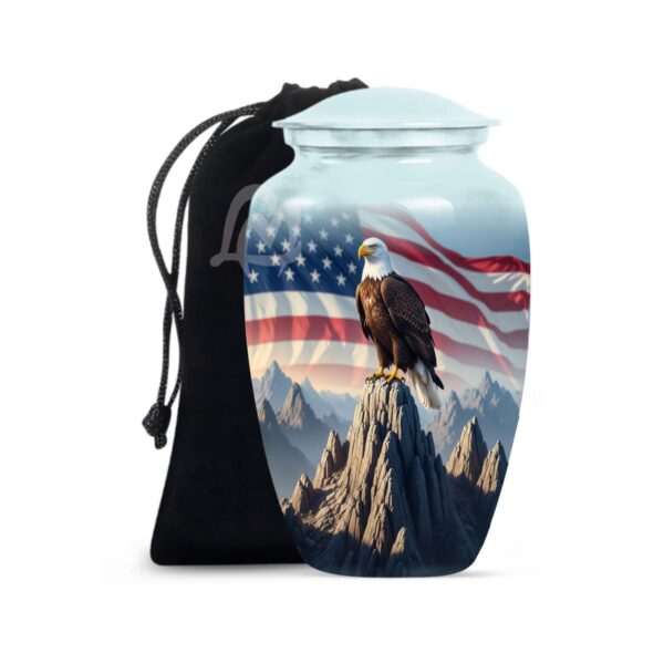 American Flag with Eagle Urn for Ashes - Patriotic Jar - Sharing Urn.