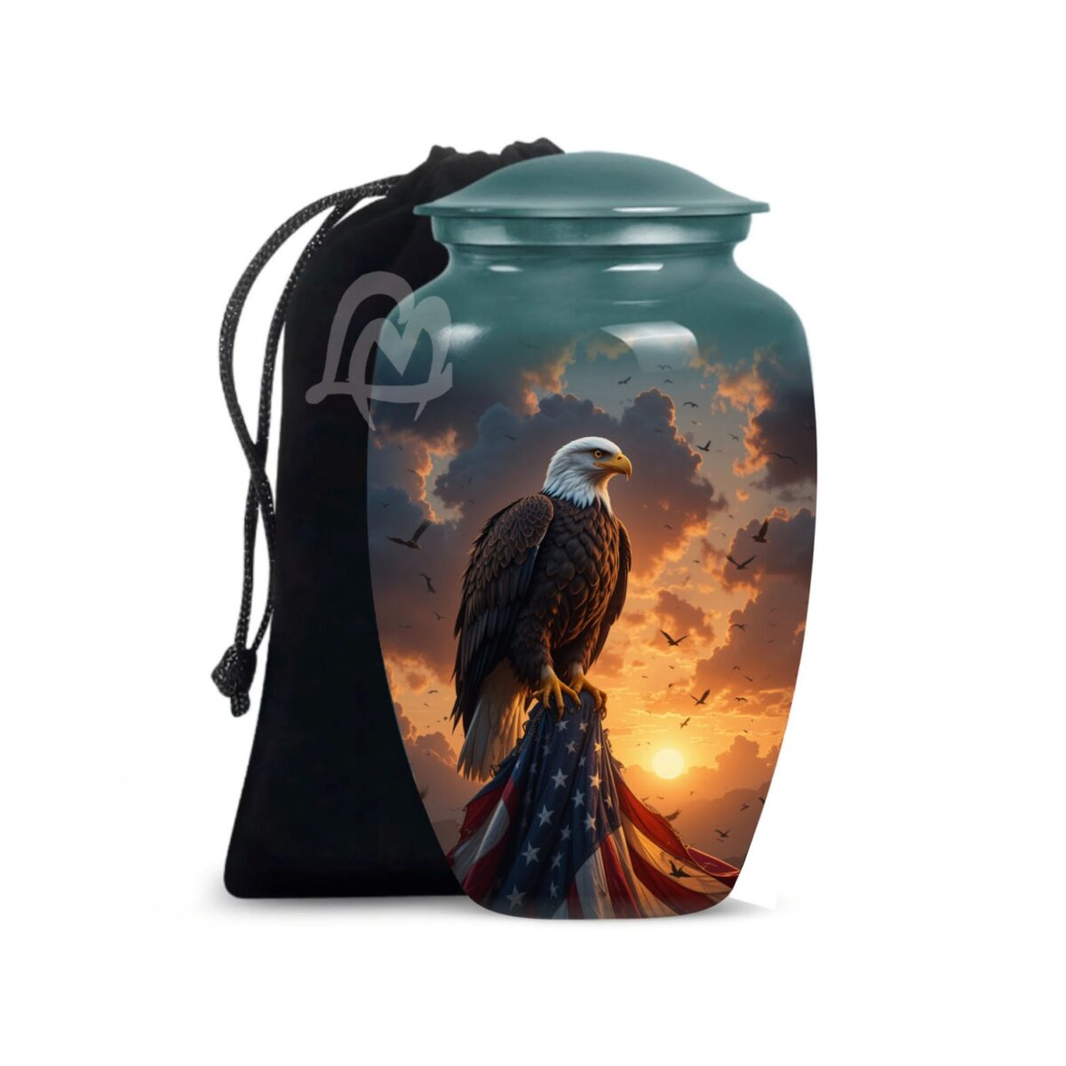 Sun With American Eagle And Flag Cremation Urn | Heroic Remembrance Urn, Decorative Cremation Urn - Image 1