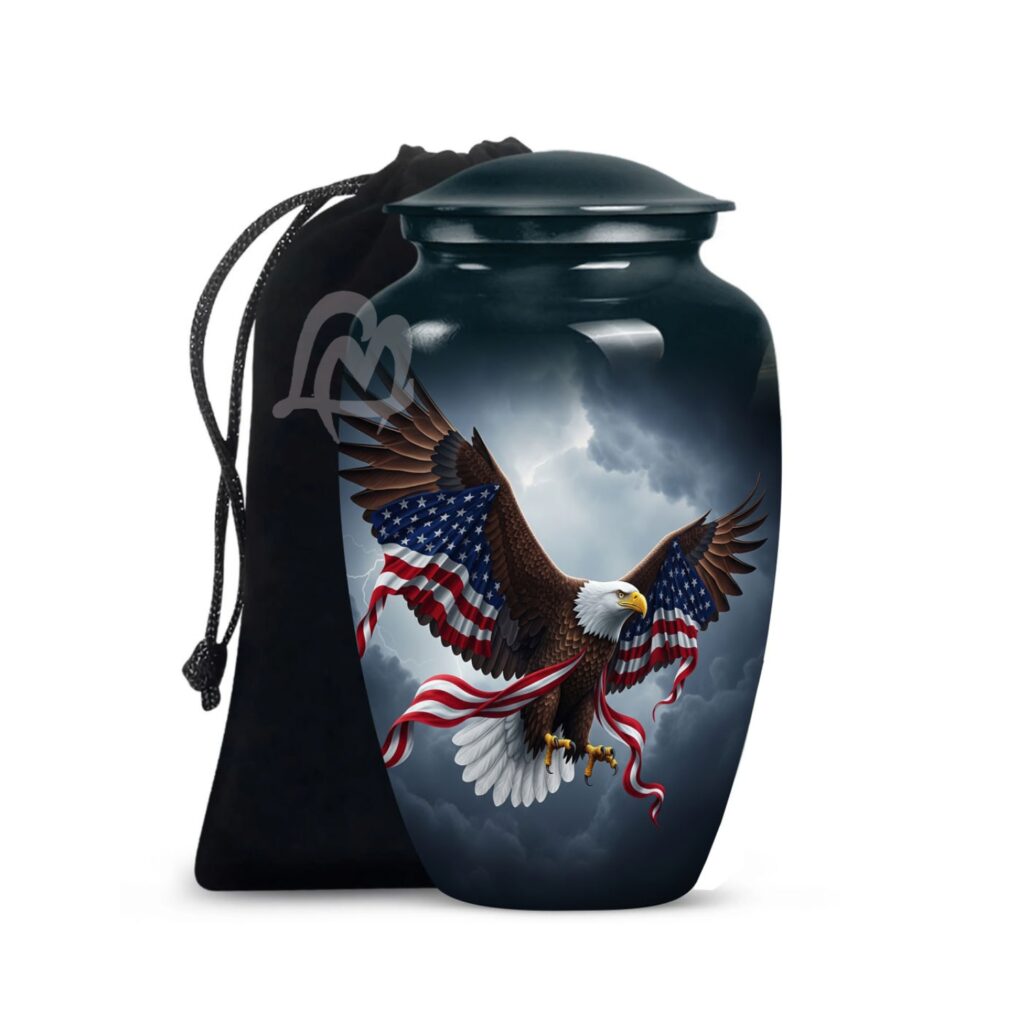 American Eagle And Flag Cremation Urn