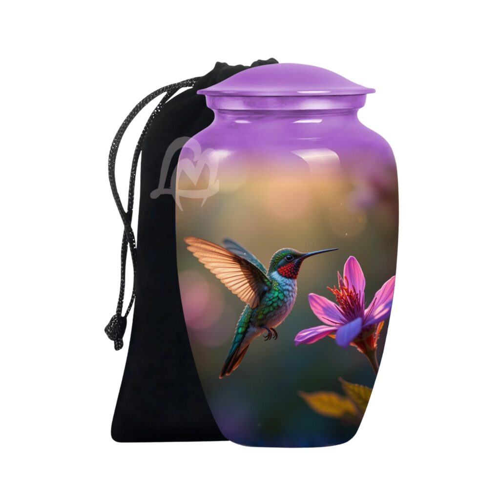 Humming Bird Hand‑Painted Aluminum Adult Urn