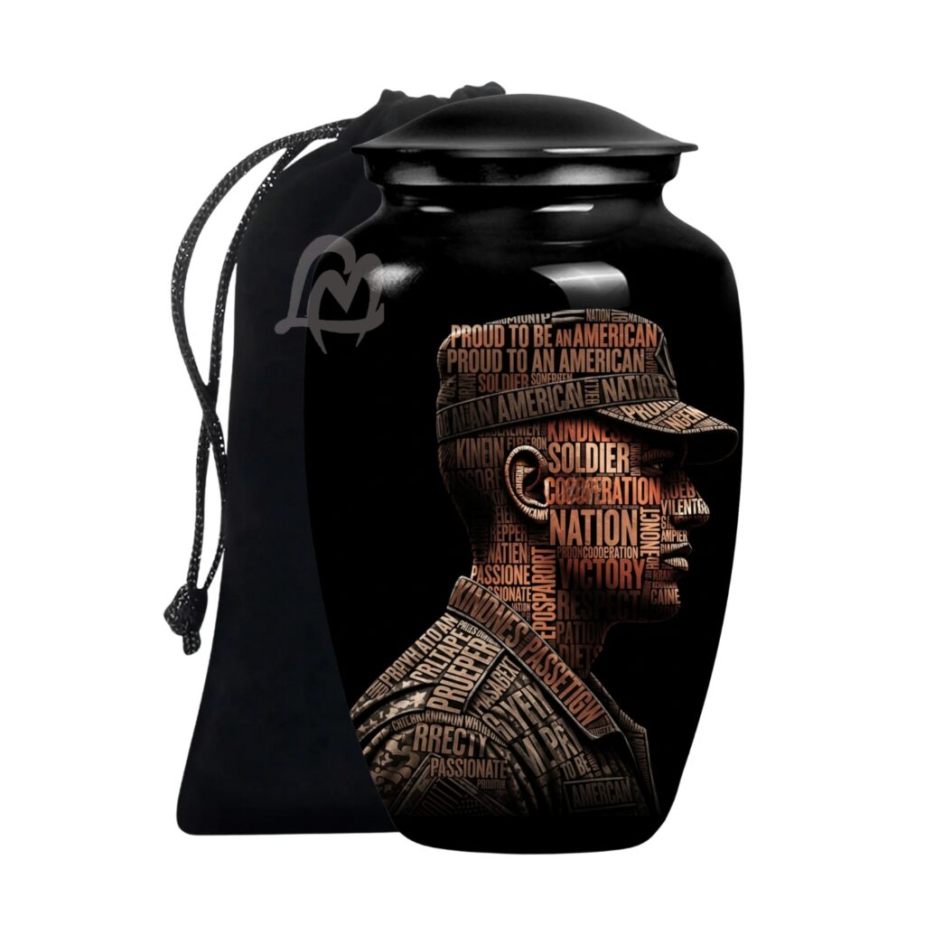 Designed and Handcrafted in Aluminium with Care, Military Burial Urn.
