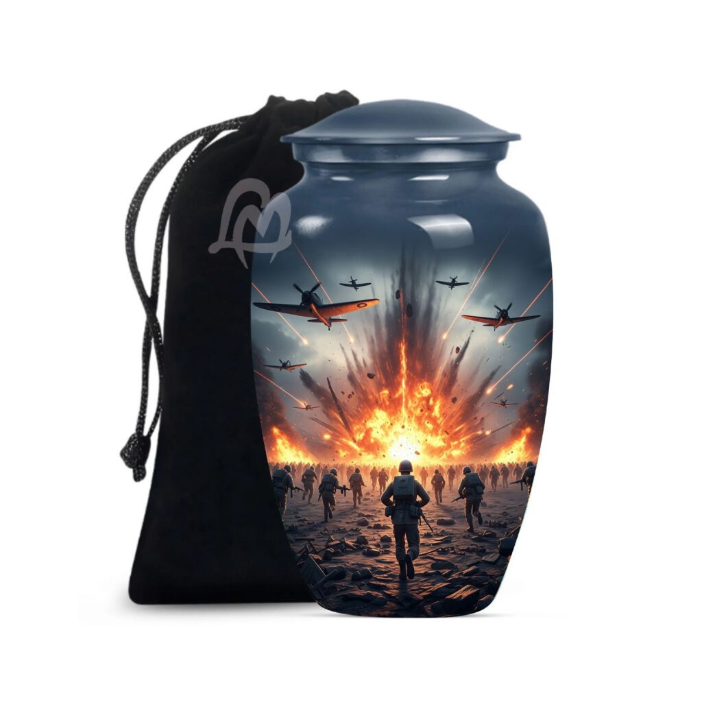Designed and Handcrafted in Aluminium with Care, Military Burial Urn.