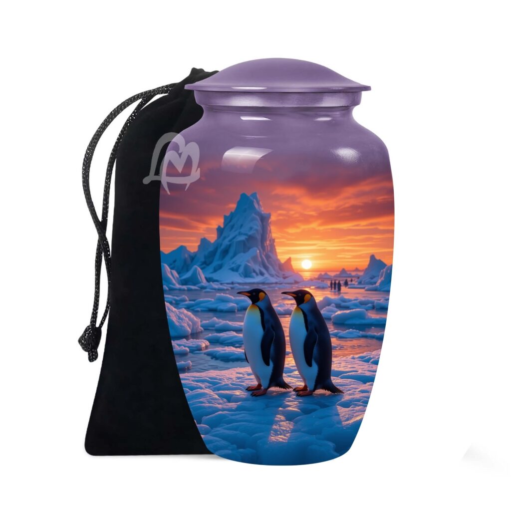 Penguine Cremation Urn Memorial Human Ashes Container Jar Pot | Burial Funeral Urns
