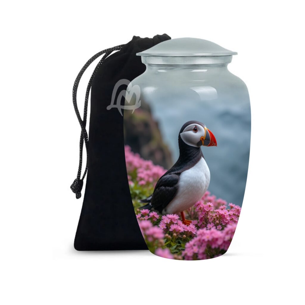 Puffin Bird Cremation Urn for Adult Men - Funeral Ashes Container - Memorial Urns for Burial & Funeral
