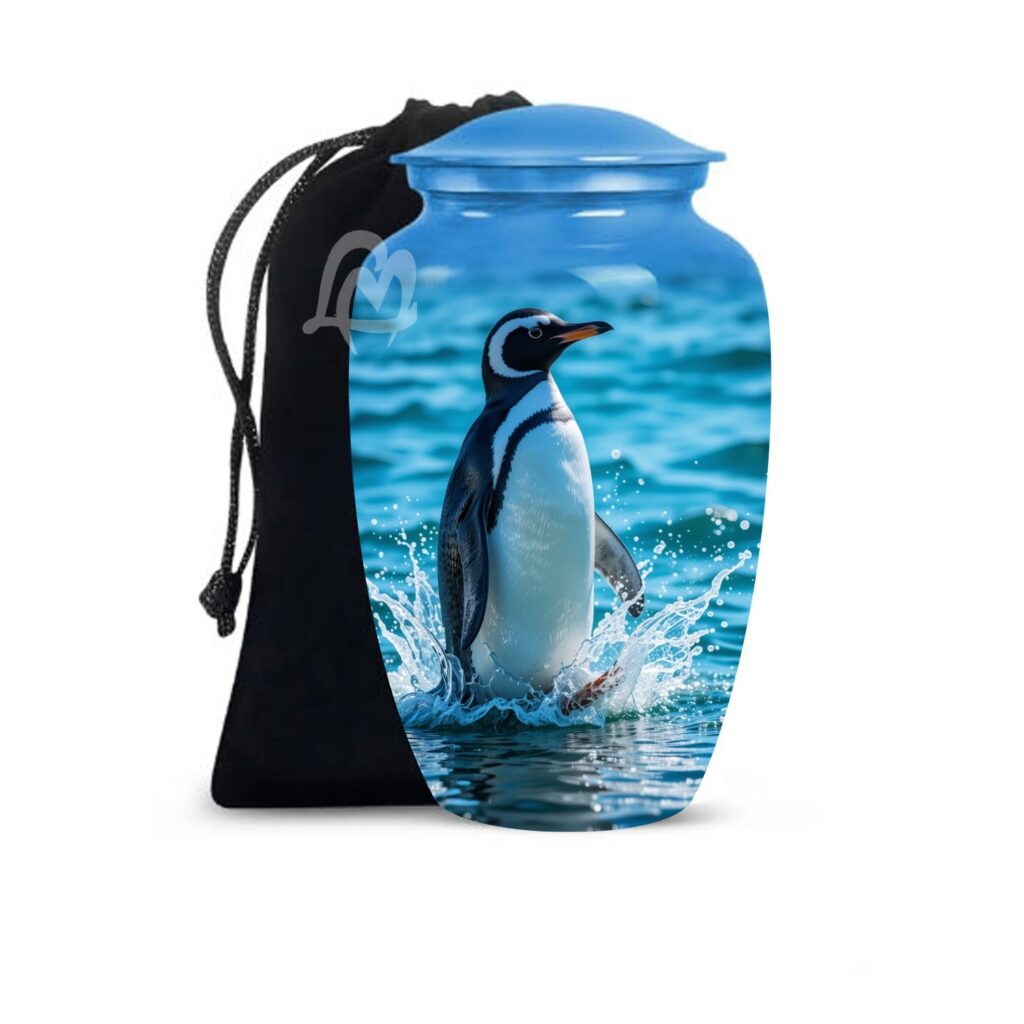 Penguine Cremation Urn Memorial Human Ashes Container Jar Pot | Burial Funeral Urns