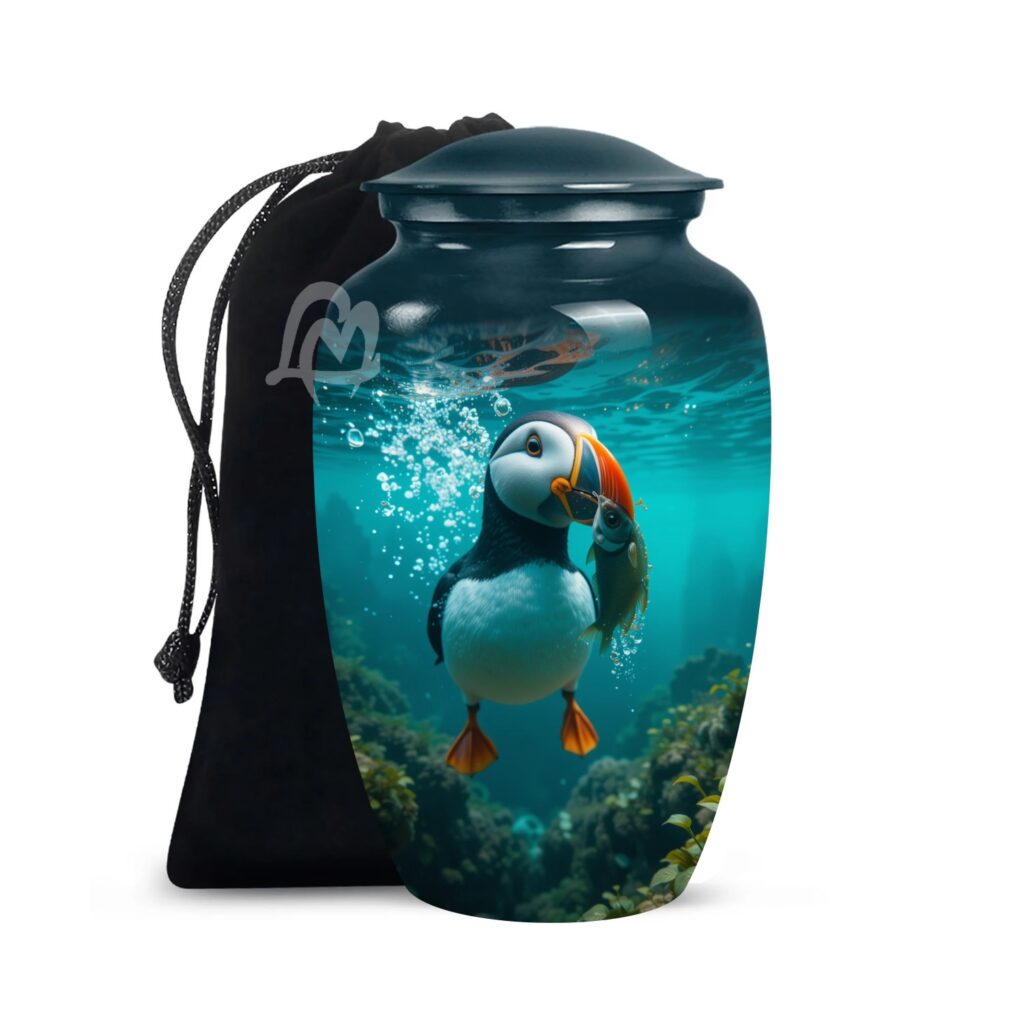 Puffin Bird Cremation Urn for Adult Men - Funeral Ashes Container - Memorial Urns for Burial & Funeral
