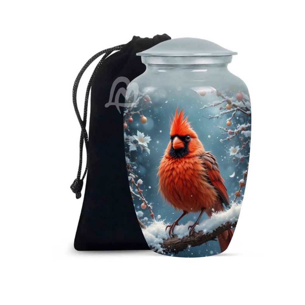 Cardinal Bird Urns for Human Ashes - Metal Urns for Adults