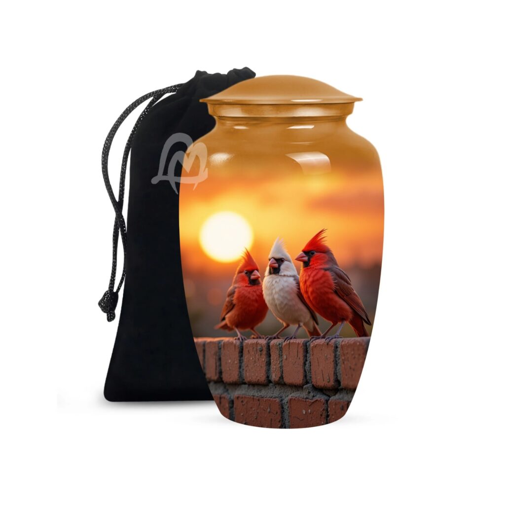 Decorative Modern Urn, Funeral Urns for Mom - Peaceful Bird Design Urns for Ashes.