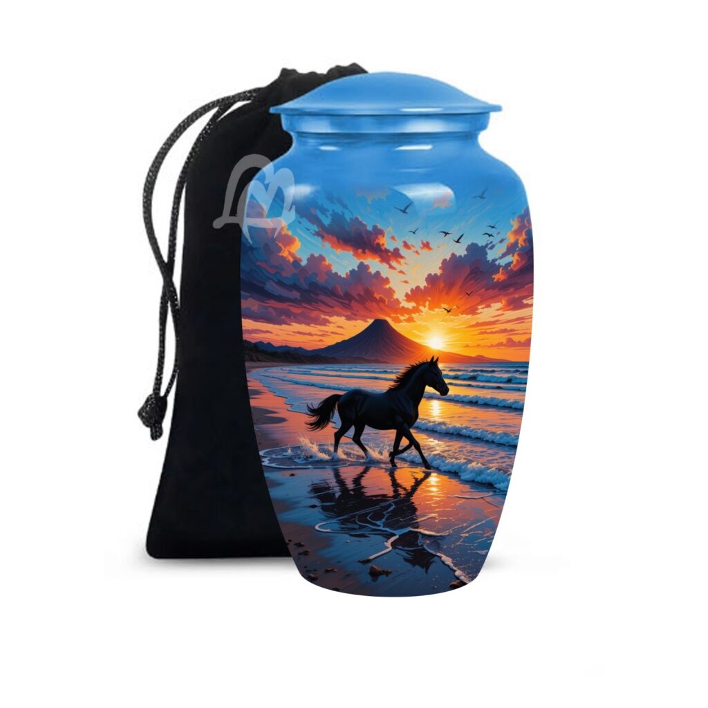 Silent tears, lasting love - Wild Horses Cremation Urn for Ashes Adult Male