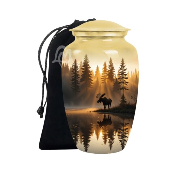 Mountain with Moose Cremation Urn for Human Ashes for Women & Men