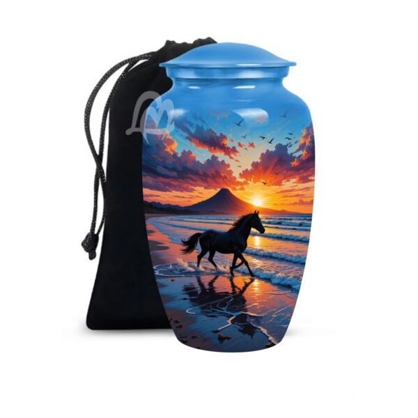 Silent tears, lasting love - Wild Horses Cremation Urn for Ashes Adult Male
