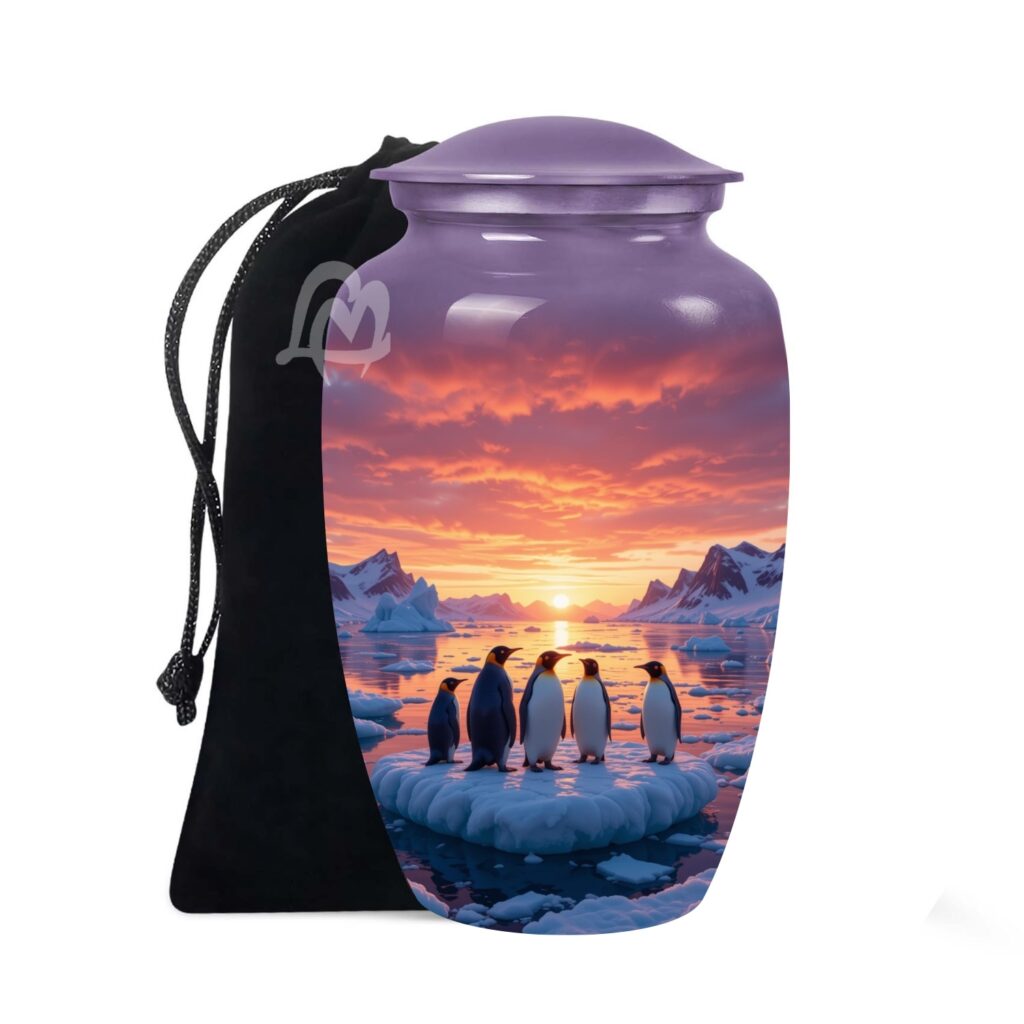 Penguine Cremation Urn Memorial Human Ashes Container Jar Pot | Burial Funeral Urns