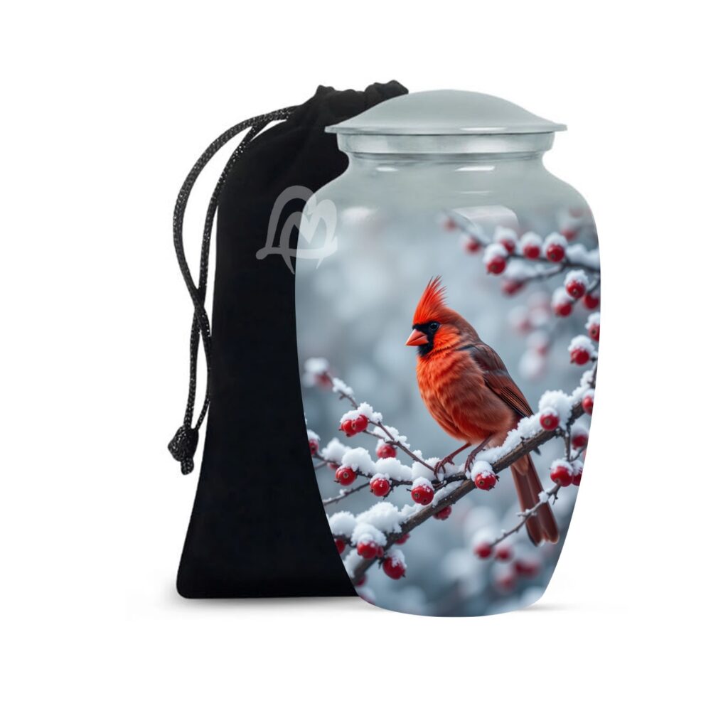 Cardinal Bird Urns for Human Ashes - Metal Urns for Adults