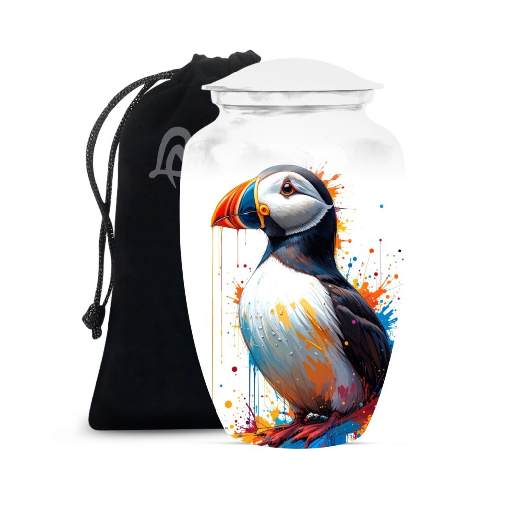 Puffin Bird Cremation Urn for Adult Men - Funeral Ashes Container - Memorial Urns for Burial & Funeral
