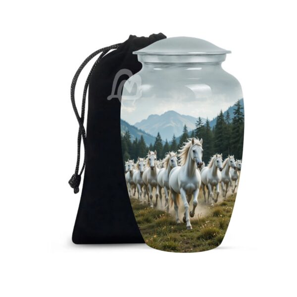 Heaven gained an angel - Wild Horses Cremation Urn for Ashes Adult Male