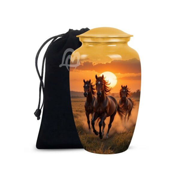 In God's care - Wild Horses Cremation Urn for Ashes Adult Male