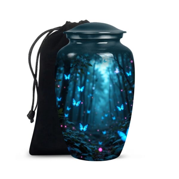 Classic Blue Butterfly Cremation Urn for Human Ashes - Adult Funeral Urn Handcrafted.