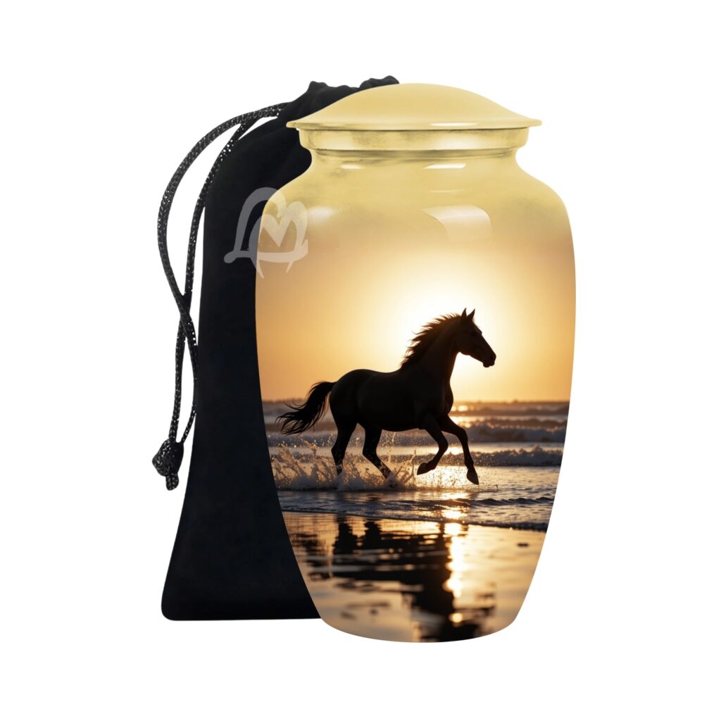 Forever in our hearts - Wild Horses Cremation Urn for Ashes Adult Male