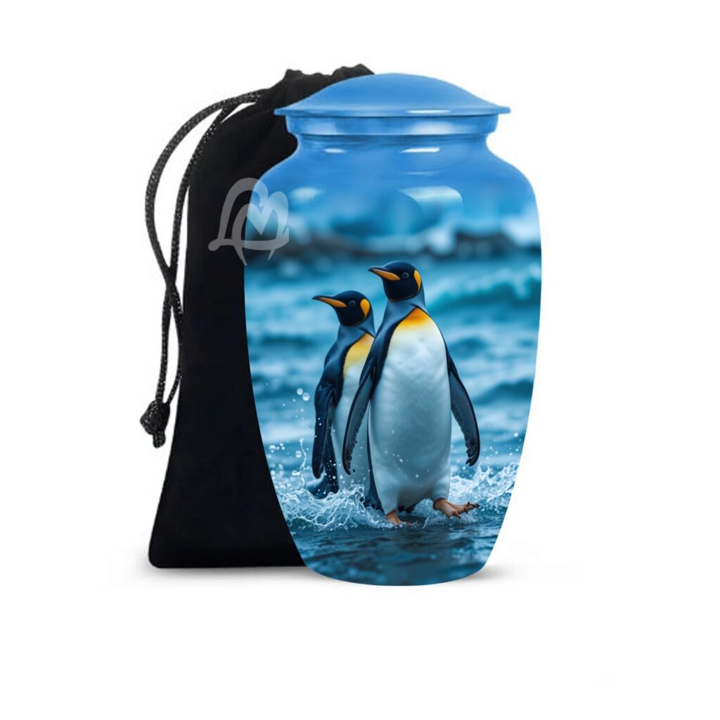 Penguine Cremation Urn Memorial Human Ashes Container Jar Pot | Burial Funeral Urns