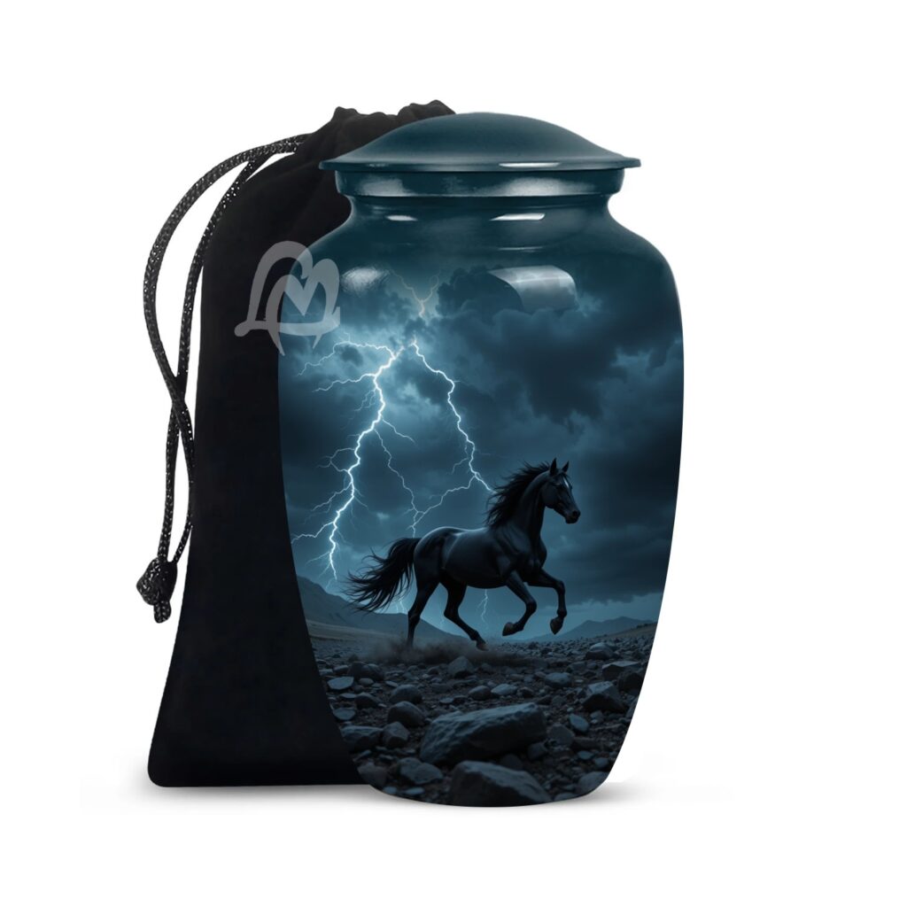 Loved beyond words - Wild Horses Cremation Urn for Ashes Adult Male